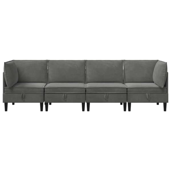 Möbelset för vardagsrummet med kudde 4 pcs Mörkgrå Sammet