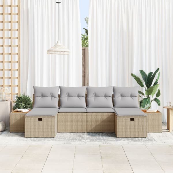 Trädgårdsoffset 6 st Beige konstrotting