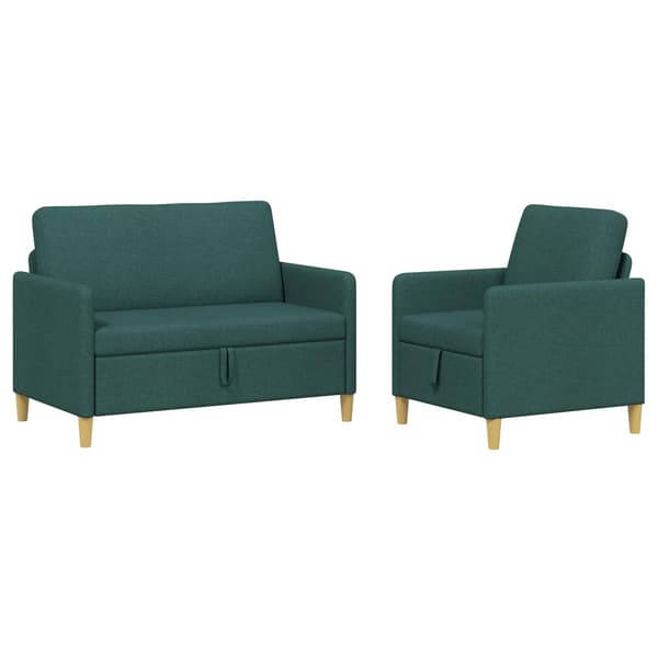 Soffgrupp med förvaring 2 pcs Mörkgrön Polyester