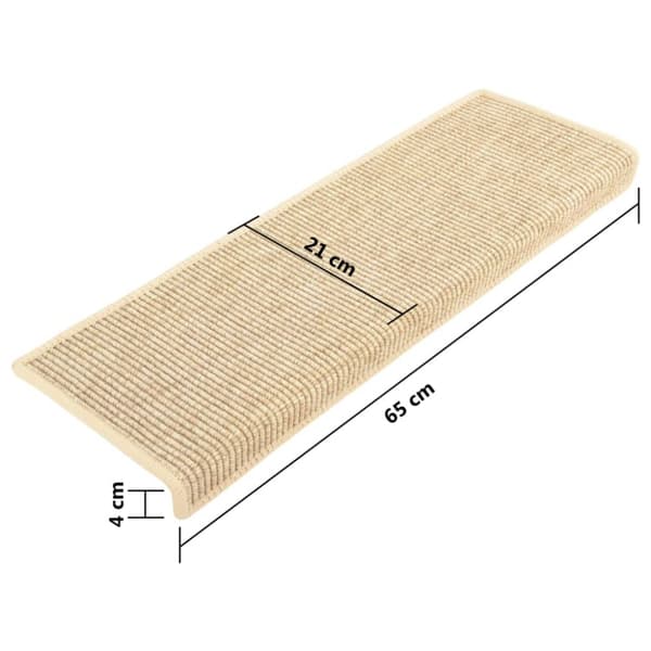 Trappmattor 15 st 65x21x4 cm ljusbeige rektangulär kant