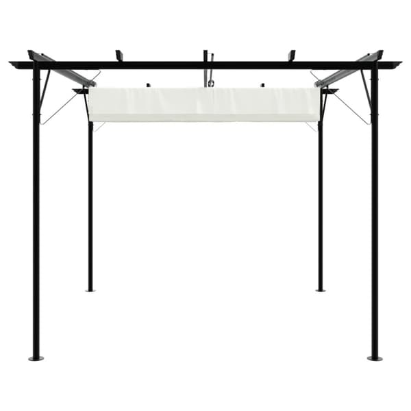 Pergola med indragbart tak gräddvit 3x3 m stål