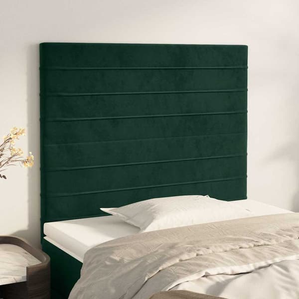 Sänggavel mörkgrön 100x5x118/128 cm sammet