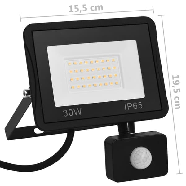 Strålkastare med sensor 30 W LED varmvit