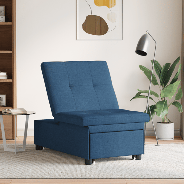 Pull Out Sofa Bed Blå 194 x 50 x 82 cm tyg