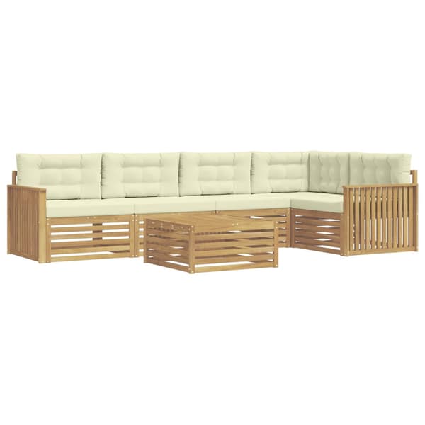 Utomhussoffset 6 pcs Vit och grädde 79 x 79 x 37 cm Polyester