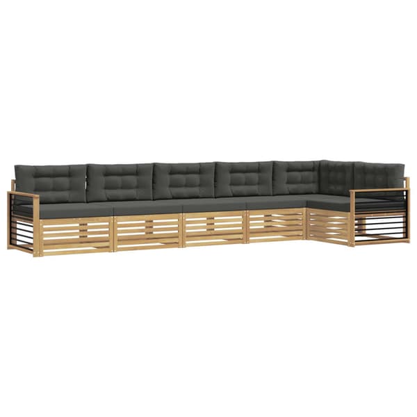 Utomhussoffset med kudde 6 pcs Vit och antracit Polyester