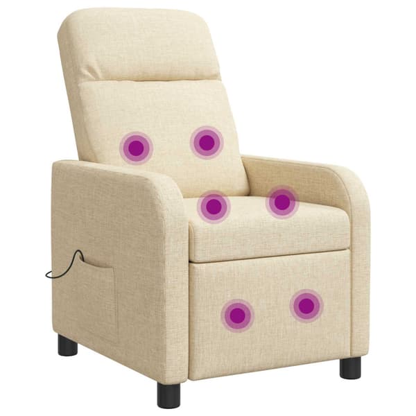 Massagefåtölj Gräddvit Tyg