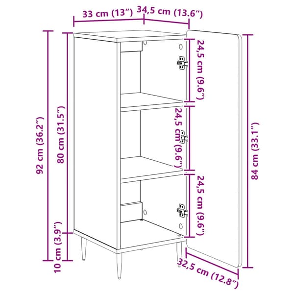 Sideboard Vit 34,5 x 33 x 92 cm Konstruerat trä