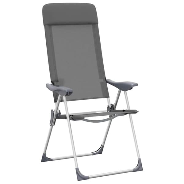 Hopfällbara campingstolar 4 st aluminium grå