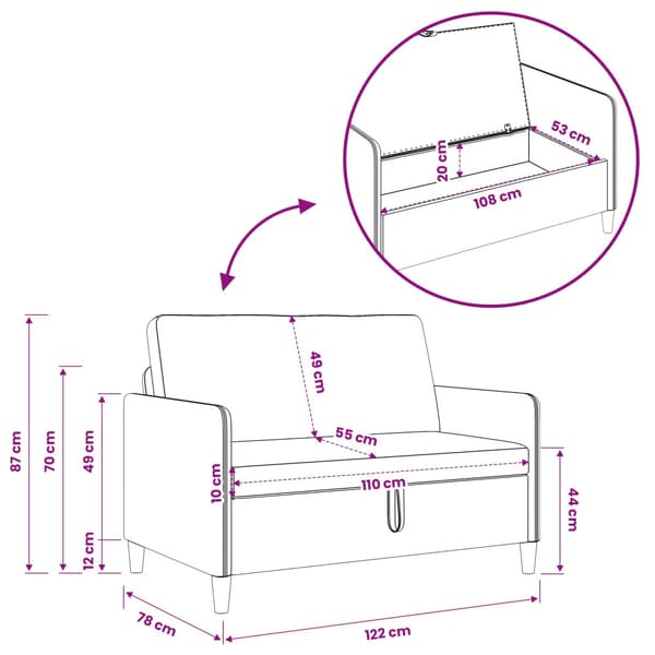 Soffa med förvaring Gräddvit 122 x 78 x 87 cm Polyester