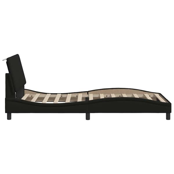 Bed Frame without Mattress "Hanko" Black 100x200cm Fabric