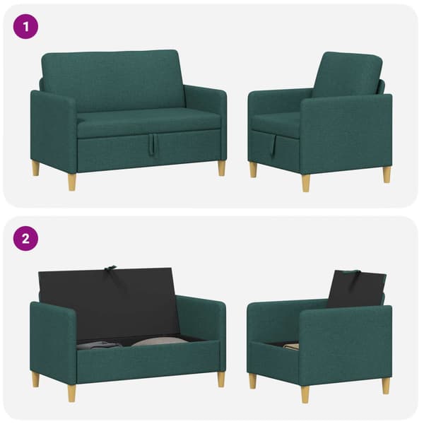 Soffgrupp med förvaring 2 st Mörkgrön Polyester