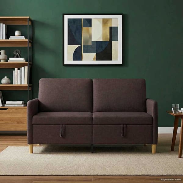 Soffa med förvaring Mörkbrun 152 x 78 x 87 cm Polyester