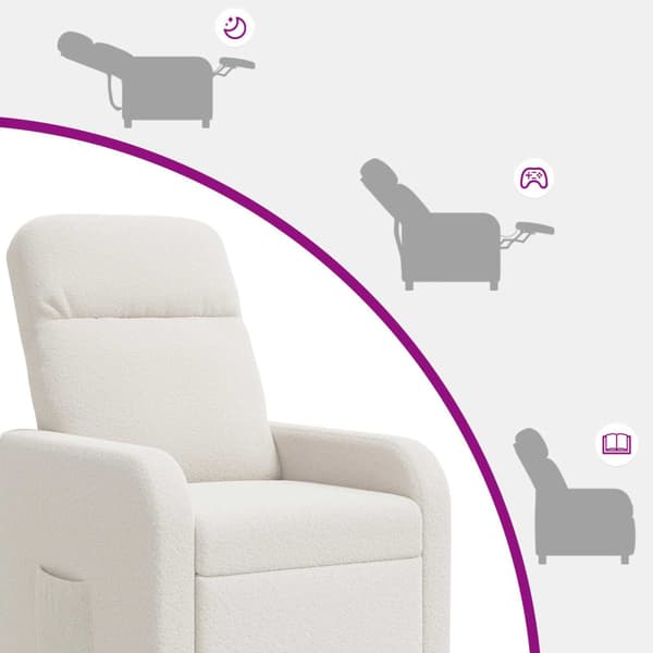 Recliner Gräddvit Bouclé