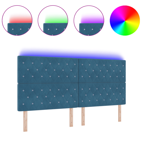 LED huvuddyna med LED-ljusslingor Mörkblå 200 cm Sammet