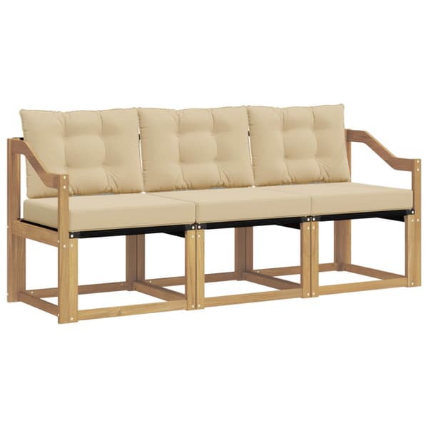 Utomhussoffset med kudde 3 pcs Vit och Beige
