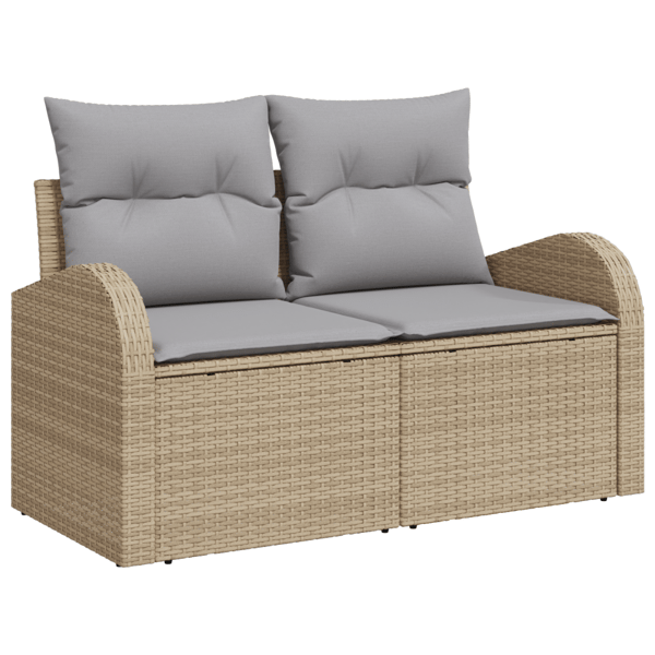 Trädgårdsoffset med lagring 9 pcs Beige Poly rattan