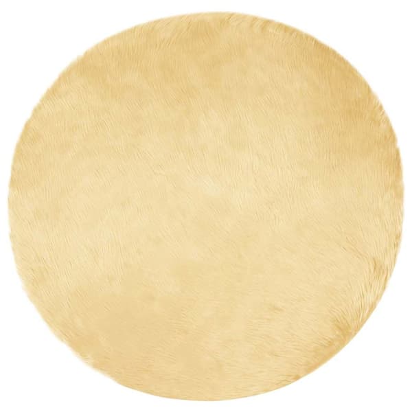 Fuskfäll matta TAFALLA Gräddvit Ø 100 cm Polyester