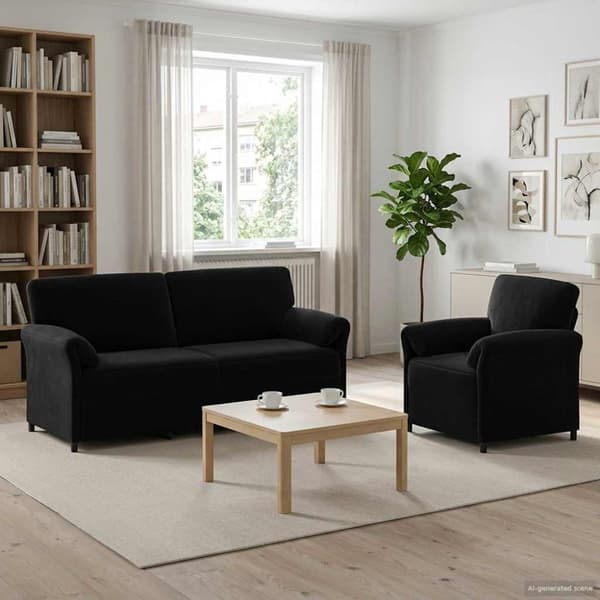 Soffset 2 st Svart Sammet