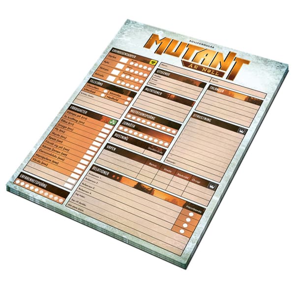 Mutant: År noll. Rollformulärsblock (bok)