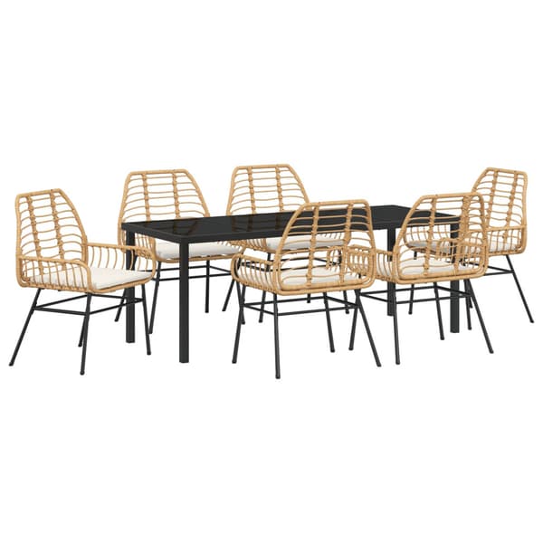 Trädgårdsmöbelset 7 pcs Brun konstrotting