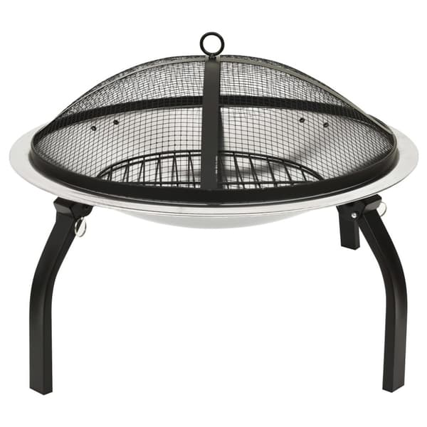 2-i-1 Eldstad grill och eldgaffel 56x56x49 cm rostfritt stål