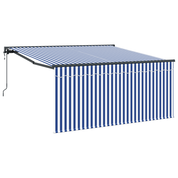 Utfällbar markis Blå och Vit 350 x 250 cm