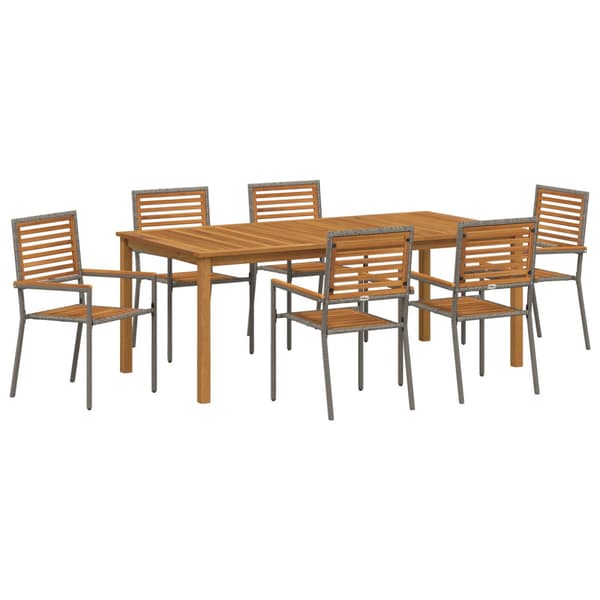 Trädgårdsmöbelset 7 pcs Grå Massivt Akaciaträ