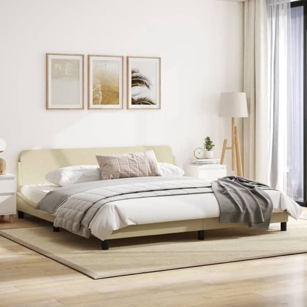 Bed Frame "Dover" Cream 200x200 cm Fabric