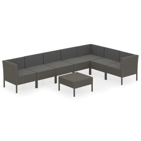 Loungegrupp med dynor 8 delar grå konstrotting