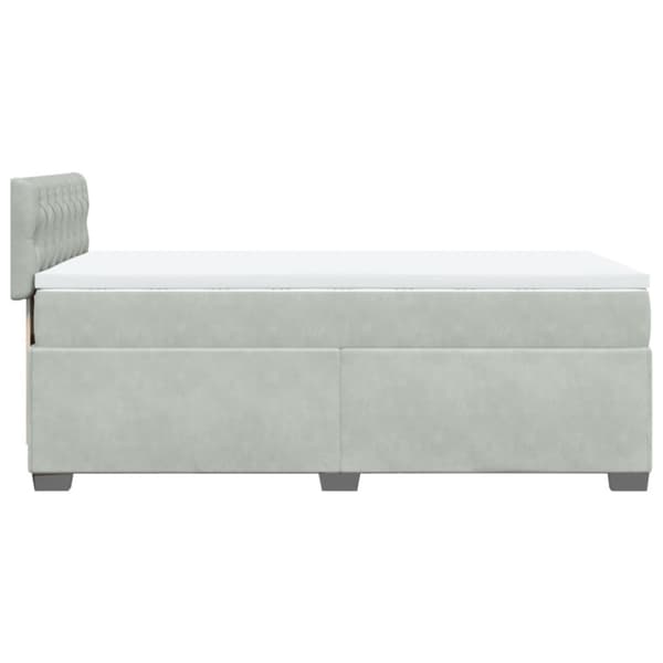Ramsäng med madrass ljusgrå 90x200 cm sammet