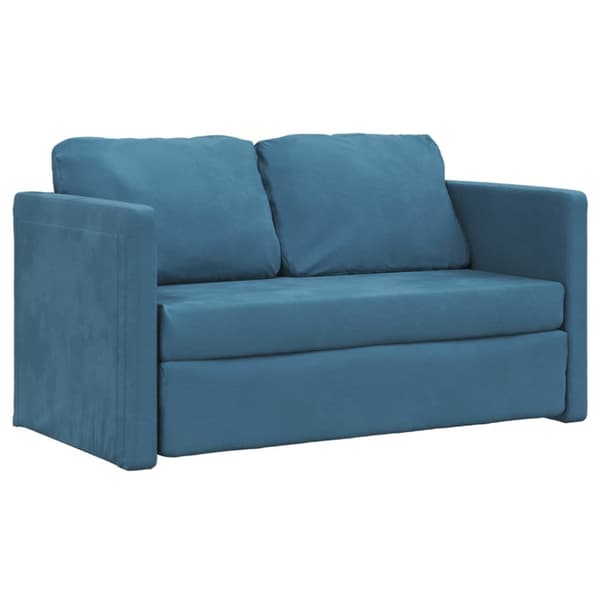 Golvbäddsoffa 2-i-1 blå 122x204x55 cm sammet