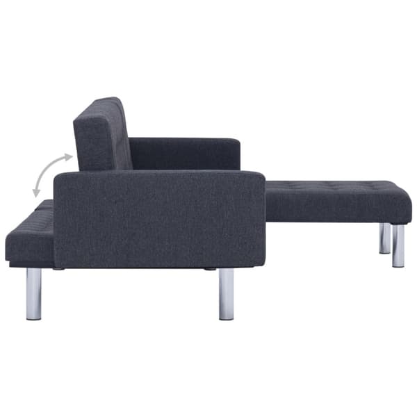 L-formad bäddsoffa mörkgrå polyester