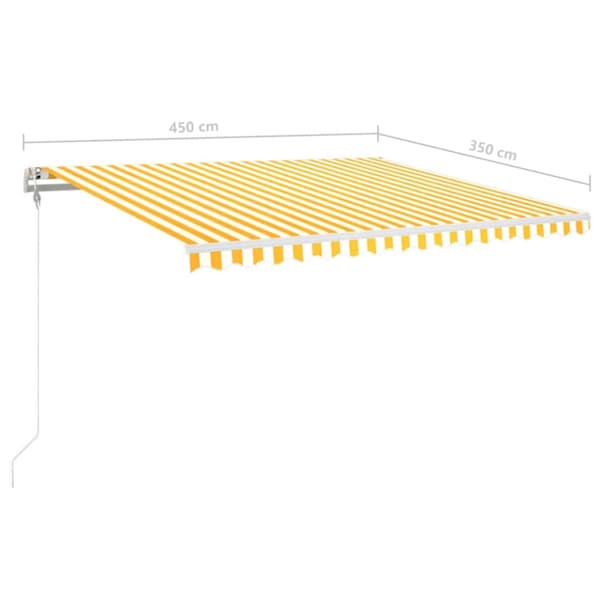 Automatisk markis med vindsensor & LED 450x350 cm gul/vit