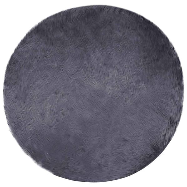 Fuskfäll matta TAFALLA Antracit Ø 100 cm Polyester