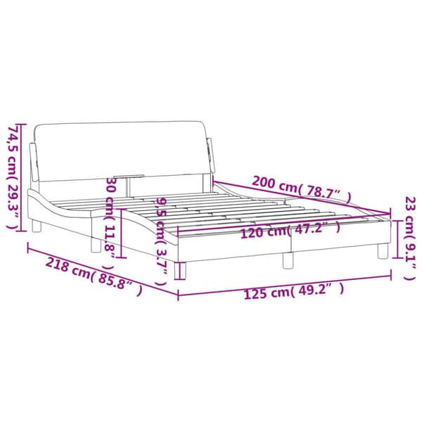 Bed Frame "Dover" Dark Grey 120x200 cm Fabric