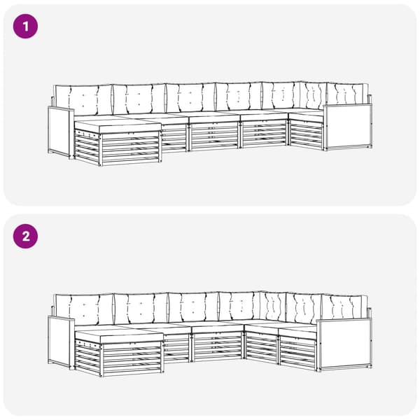Utomhussoffset med kudde 7 pcs Naturlig och Grädde