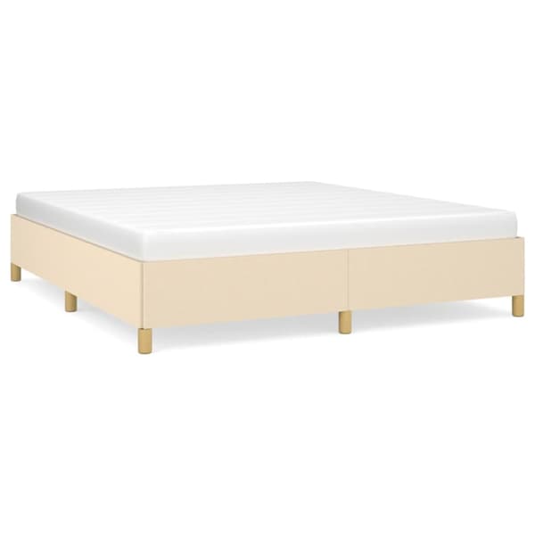 Boxspring-sängram gräddvit 160x200 cm tyg