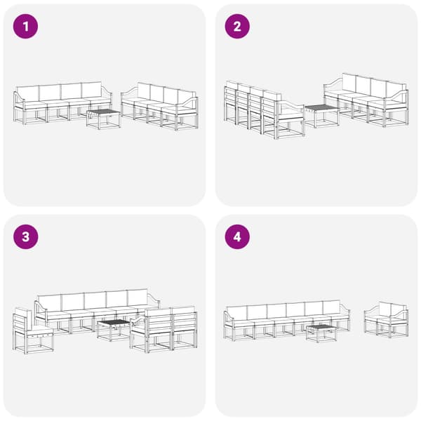 Utomhussoffset med kudde 9 pcs Vit och Beige