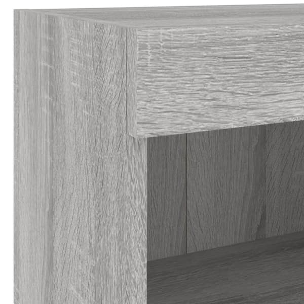 Väggmonterade sängbord med LED-lampor 2 st grå sonoma