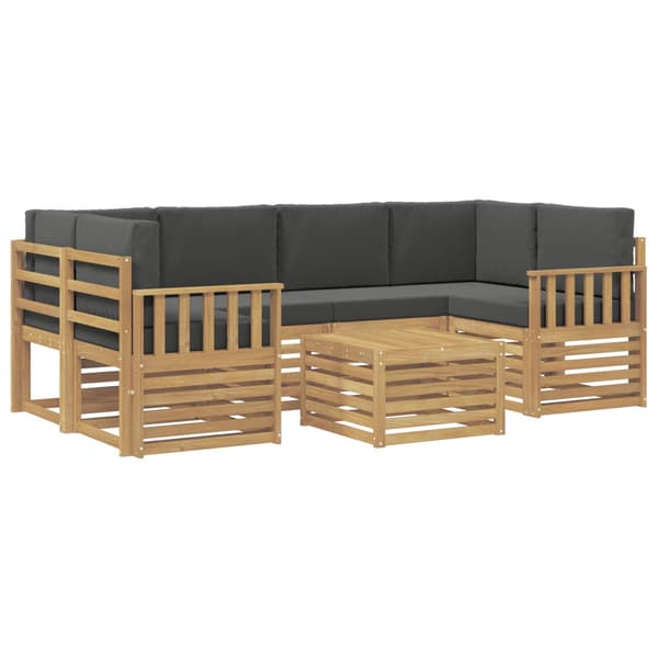 Utomhussoffset med kudde 7 pcs Vit och antracit Polyester