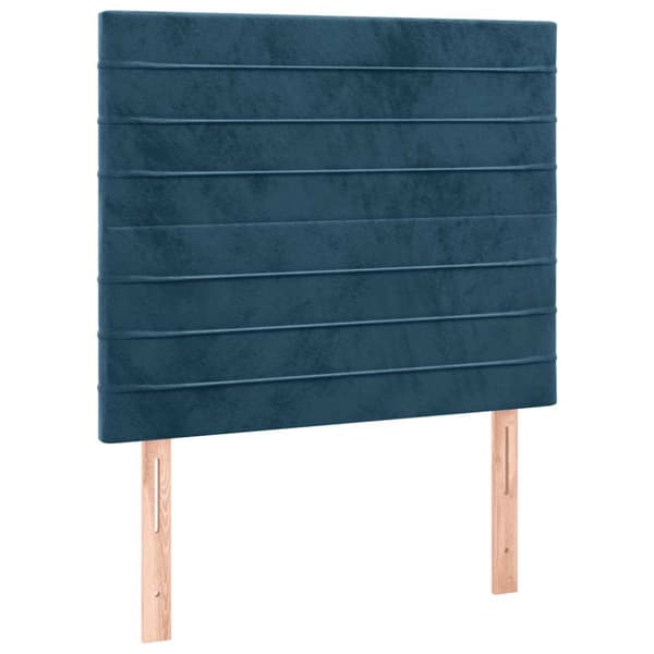 Ramsäng med madrass mörkblå 90x200 cm sammet