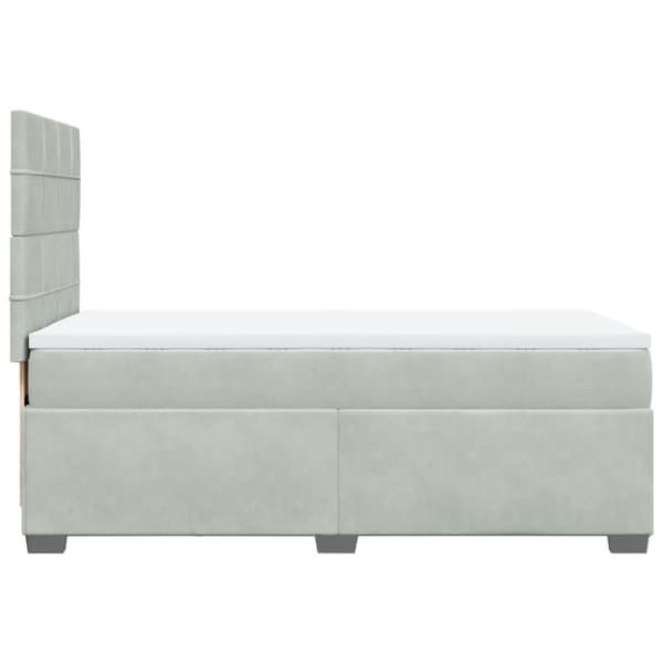 Ramsäng med madrass ljusgrå 90x200 cm sammet