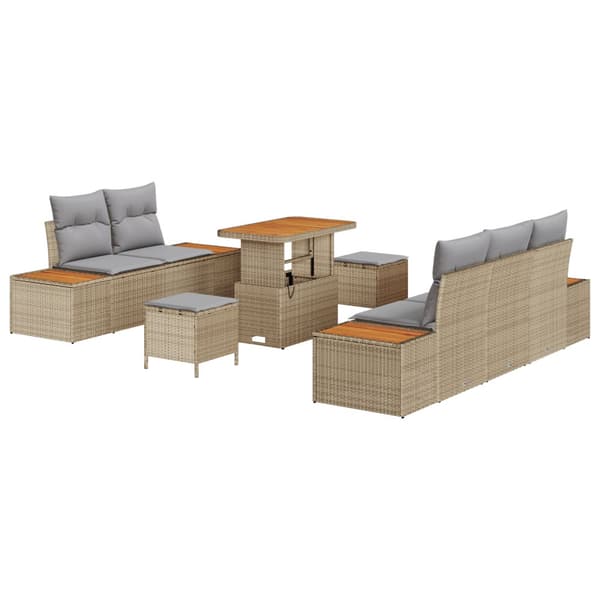 Trädgårdsoffset 8 pcs Beige konstrotting