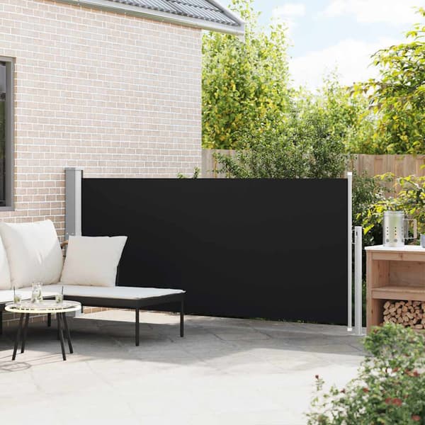 Infällbar sidomarkis 140 x 300 cm svart