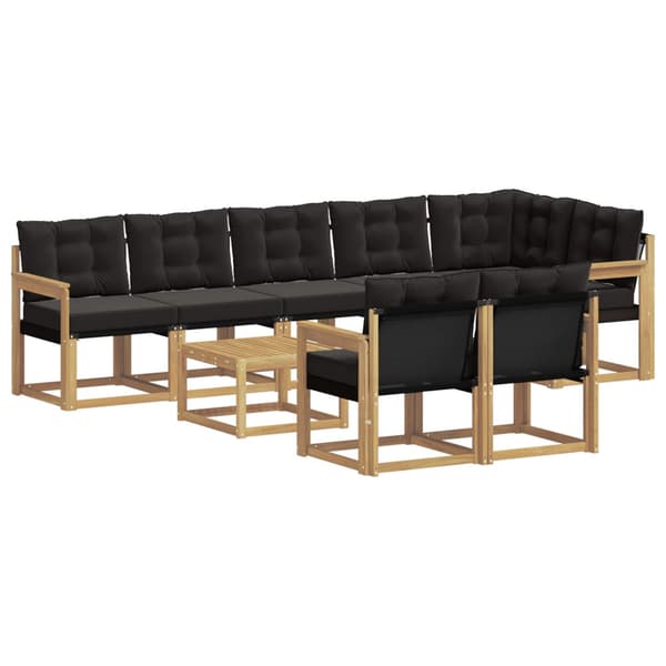 Utomhussoffset med kudde 9 pcs Vit och svart