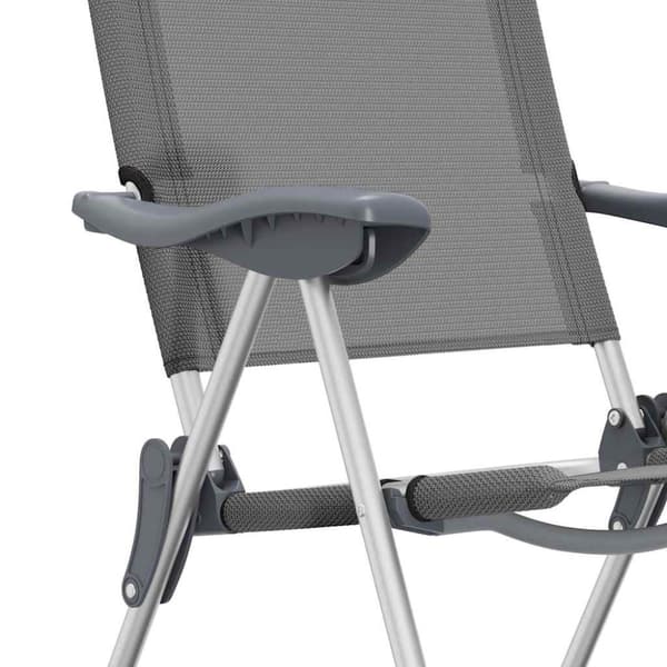 Hopfällbara campingstolar 4 st aluminium grå