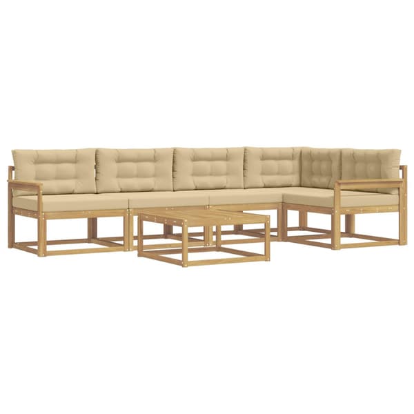 Utomhussoffset 6 pcs Vit och Beige 79 x 79 x 37 cm Polyester