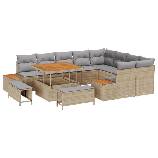 Trädgårdsoffset 12 pcs Beige konstrotting