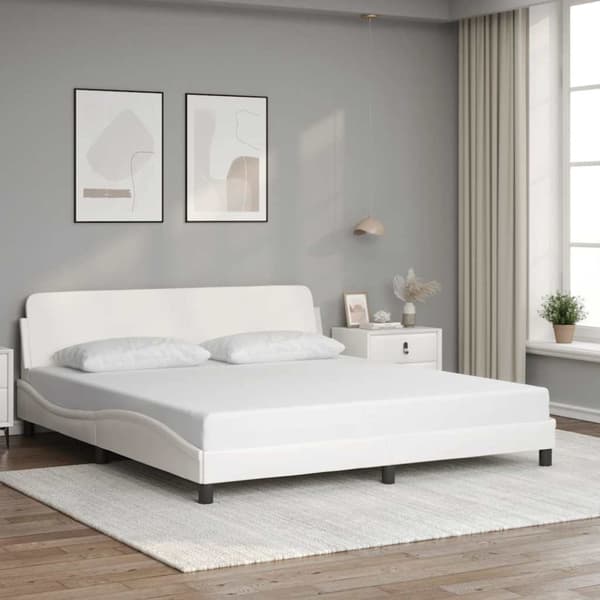 Bed Frame "Dover" White 183x213 cm Faux Leather